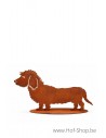 Langharige Teckel - metalen figuur in ecoroest (MD14158)
