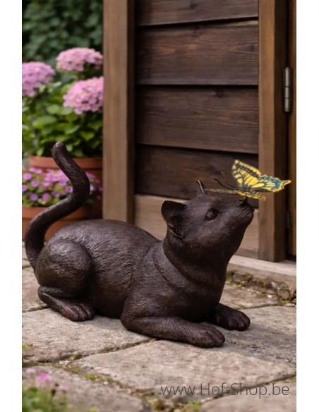 Chat avec papillion - statue en bronze (BS1192B)