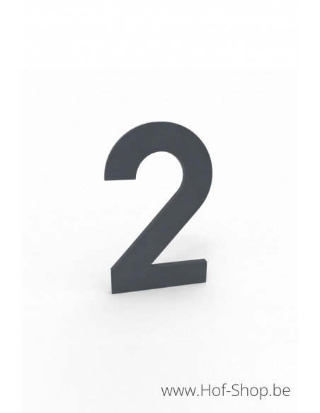 Numéro 2 aluminium RAL 7016 (10 cm de hauteur, 4 mm d’épaisseur) - numéro Albo