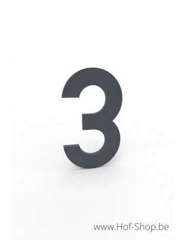 Numéro 3 aluminium RAL 7016 (10 cm de hauteur, 4 mm d’épaisseur) - numéro Albo