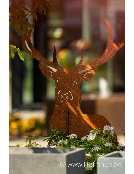 Grand Piquet de Jardin Cerf - figurine en métal Ecorouille (55 x 1 x 134 cm)