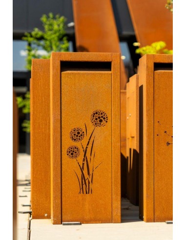 Boîte aux lettres Libus à motif Allium - Geroba en acier Corten