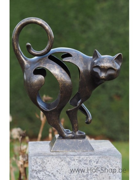 Chat moderne - statue en bronze (AN2934BR-BI)