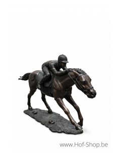 Jockey à cheval - statue en bronze (B938)