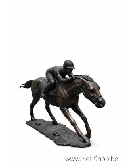 Jockey à cheval - statue en bronze (B938)