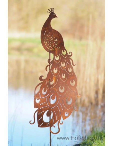 Piquet de jardin Paon - figurine en métal Ecorouille (MD14038)