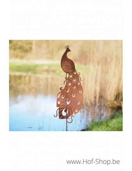 Piquet de jardin Paon - figurine en métal Ecorouille (MD14038)