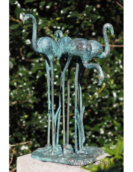4 flamants roses - statue en bronze (B1512)