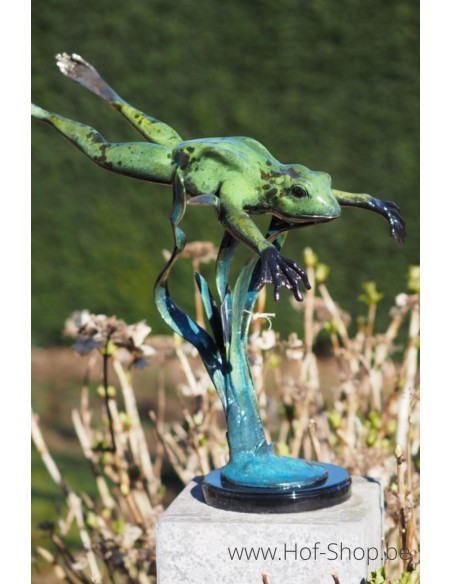 Grenouille sautante - statue en bronze (B50538)