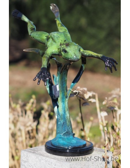Grenouille sautante - statue en bronze (B50538)