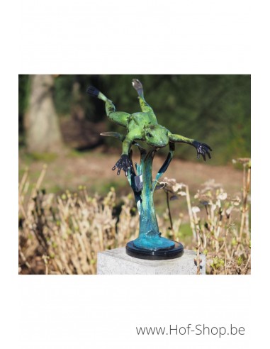 Grenouille sautante - statue en bronze (B50538)