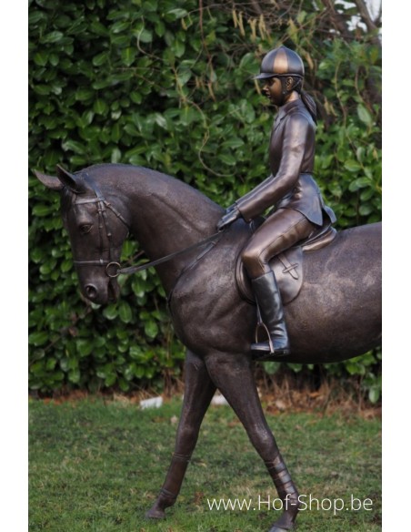 Meisje op paard - bronzen beeld (B820R)