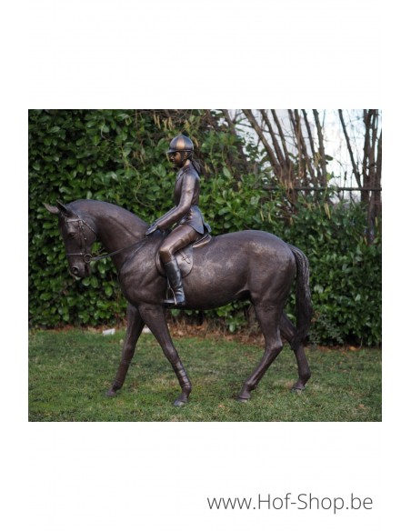 Meisje op paard - bronzen beeld (B820R)