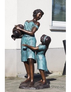 Moeder en kind fontein - bronzen beeld (B57322)