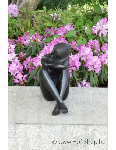 Wendy nue assise - Sculpture en bronze (BS0504B)