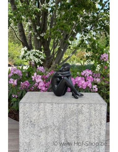 Wendy nue assise - Sculpture en bronze (BS0504B)
