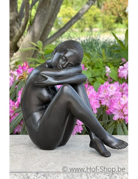 Wendy nue assise - Sculpture en bronze (BS0504B)