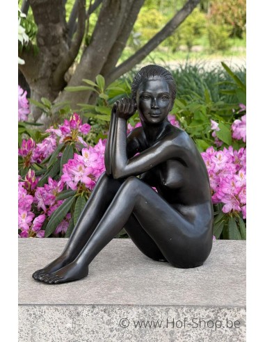 Zittend naakt Ann - bronzen beeld (AN0511BR-B)