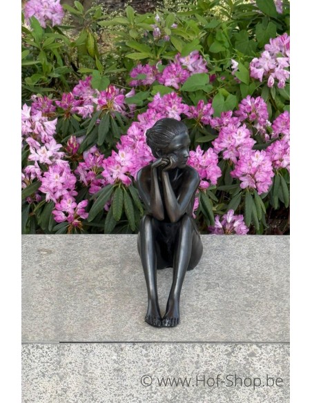 Zittend naakt Ann - bronzen beeld (AN0511BR-B)