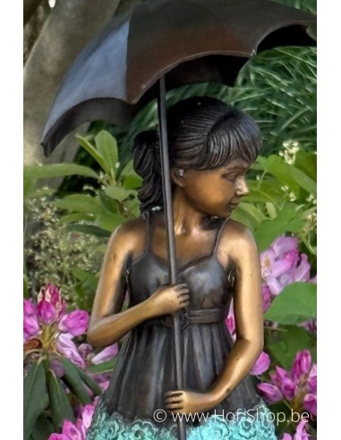 Meisje met paraplu - bronzen beeld (AN1279BR-V)