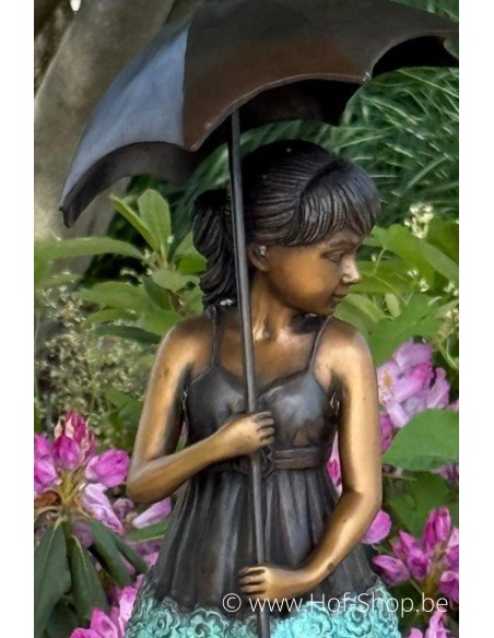 Meisje met paraplu - bronzen beeld (AN1279BR-V)