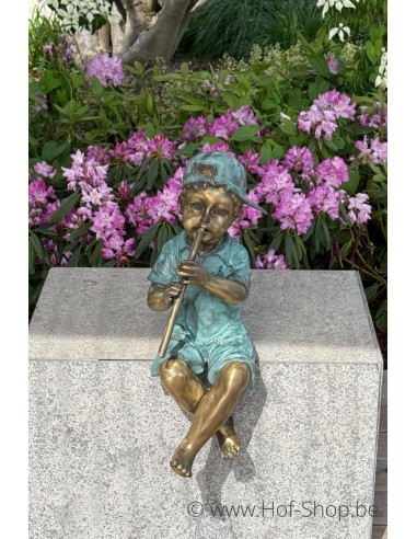 Garçon avec flûte - sculpture en bronze (AN1391BRW-V-F)