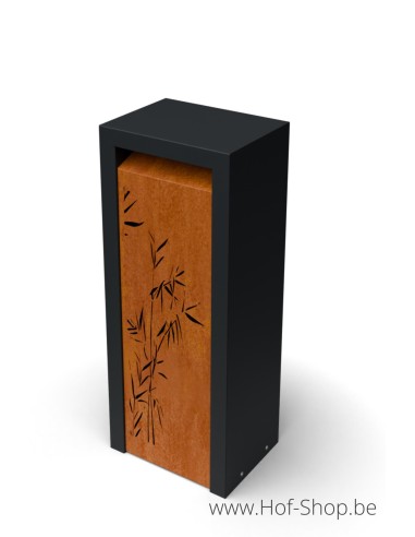 Libus met Bamboo motief - Geroba brievenbus zwart met cortenstaal