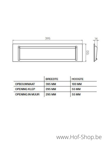 Brievenbusklep type 515/300 RAL 9005 - eSafe briefplaat aluminium