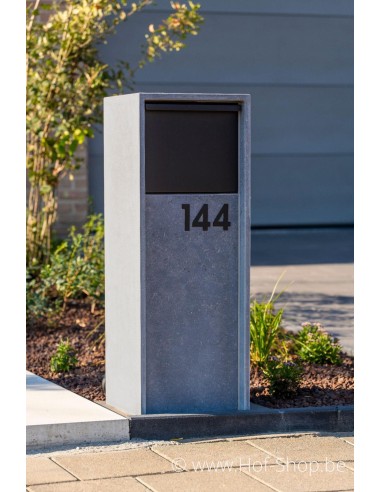 Nummer 1 - zwart aluminium 8 cm hoog (huisnummer 'fuji' KatoDesign)