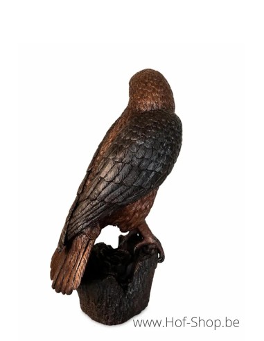 Faucon sur une souche - sculpture en bronze (B1290)