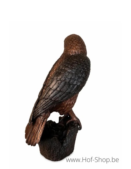 Faucon sur une souche - sculpture en bronze (B1290)