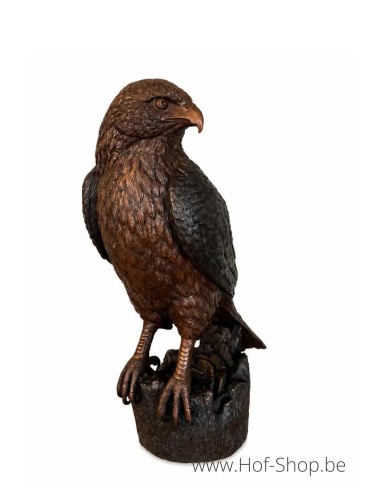 Havik op boomstronk - bronzen beeld (B1290)