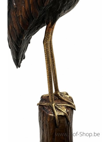 Kraanvogel op boom - bronzen beeld (B81155)