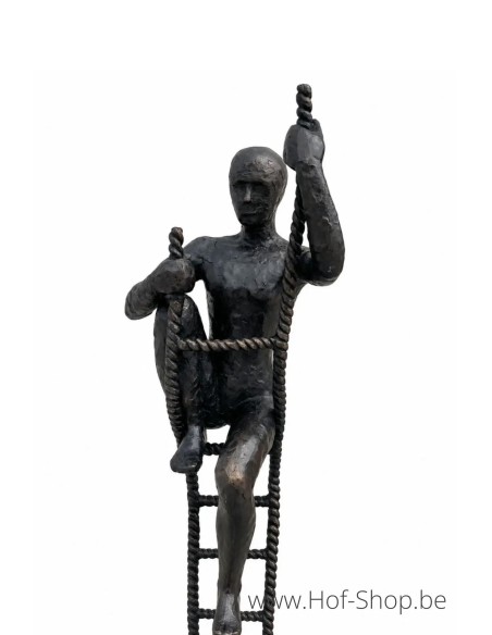 2 hommes à l'échelle - statue en bronze (B1580)