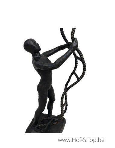 2 hommes à l'échelle - statue en bronze (B1580)