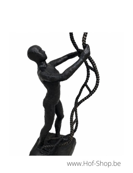 2 hommes à l'échelle - statue en bronze (B1580)