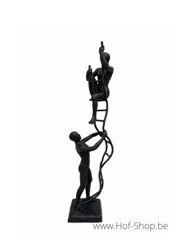 Twee mannen op ladder - bronzen beeld (B1580)