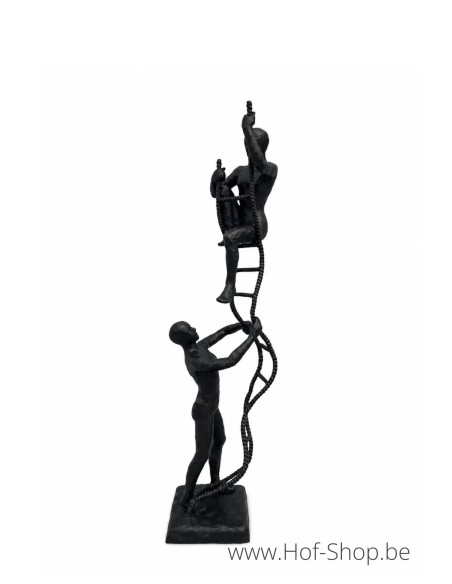 Twee mannen op ladder - bronzen beeld (B1580)