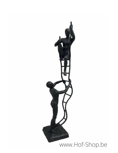 2 hommes à l'échelle - statue en bronze (B1580)