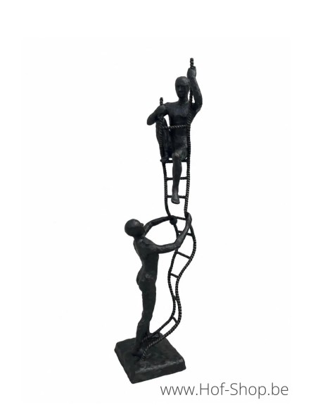 2 hommes à l'échelle - statue en bronze (B1580)