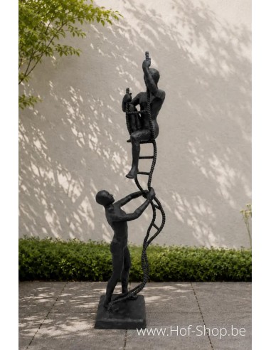 2 hommes à l'échelle - statue en bronze (B1580)
