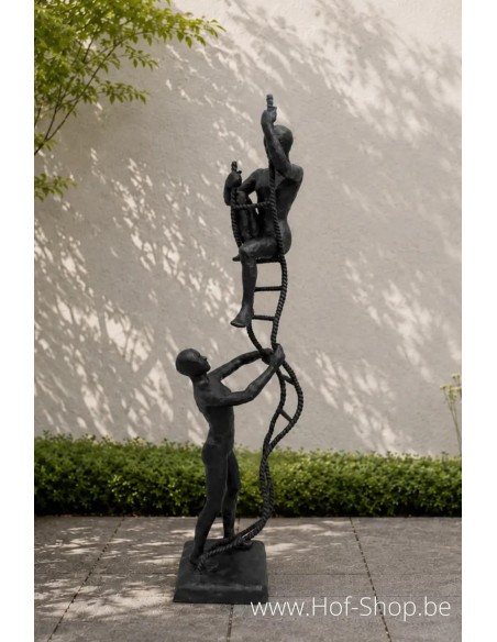2 hommes à l'échelle - statue en bronze (B1580)