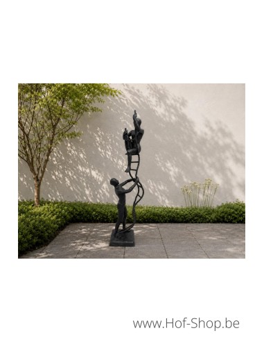 2 hommes à l'échelle - statue en bronze (B1580)