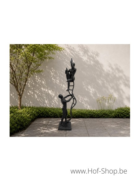 Twee mannen op ladder - bronzen beeld (B1580)