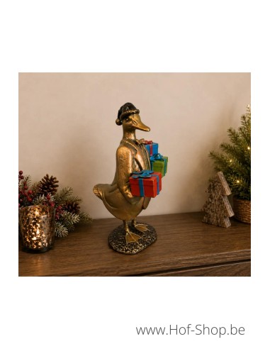 Oie avec cadeaux de Noël - statue en aluminium (AL3060AL-IM)