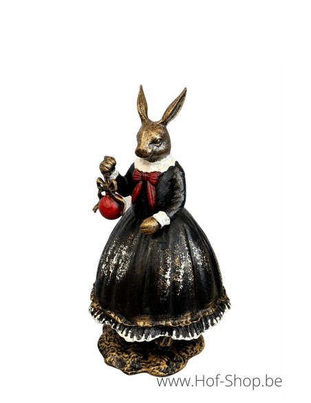 Lapin victorien avec boule de Noël - statue en aluminium (AL3064AL-IM)
