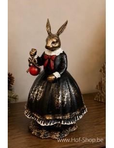 Lapin victorien avec boule de Noël - statue en aluminium (AL3064AL-IM)
