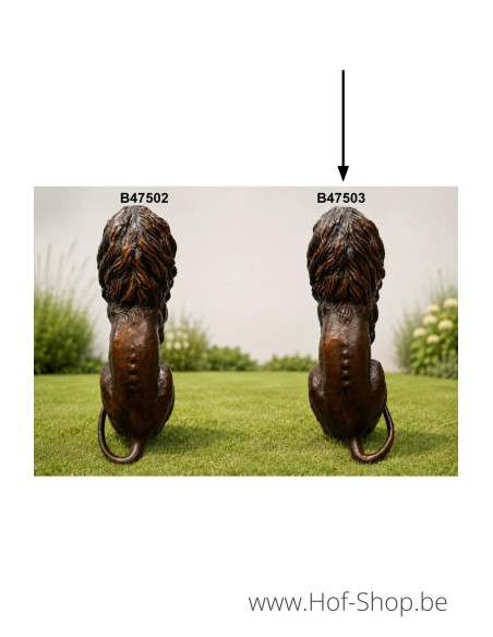 Lion Assis - statue en bronze (B47503)