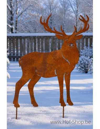 Cerf tuteur de jardin - figurine en métal Ecorouille (MD70159)