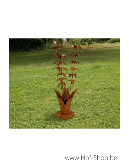 Bloemen op stok - metalen figuur in ecoroest (MD14256)